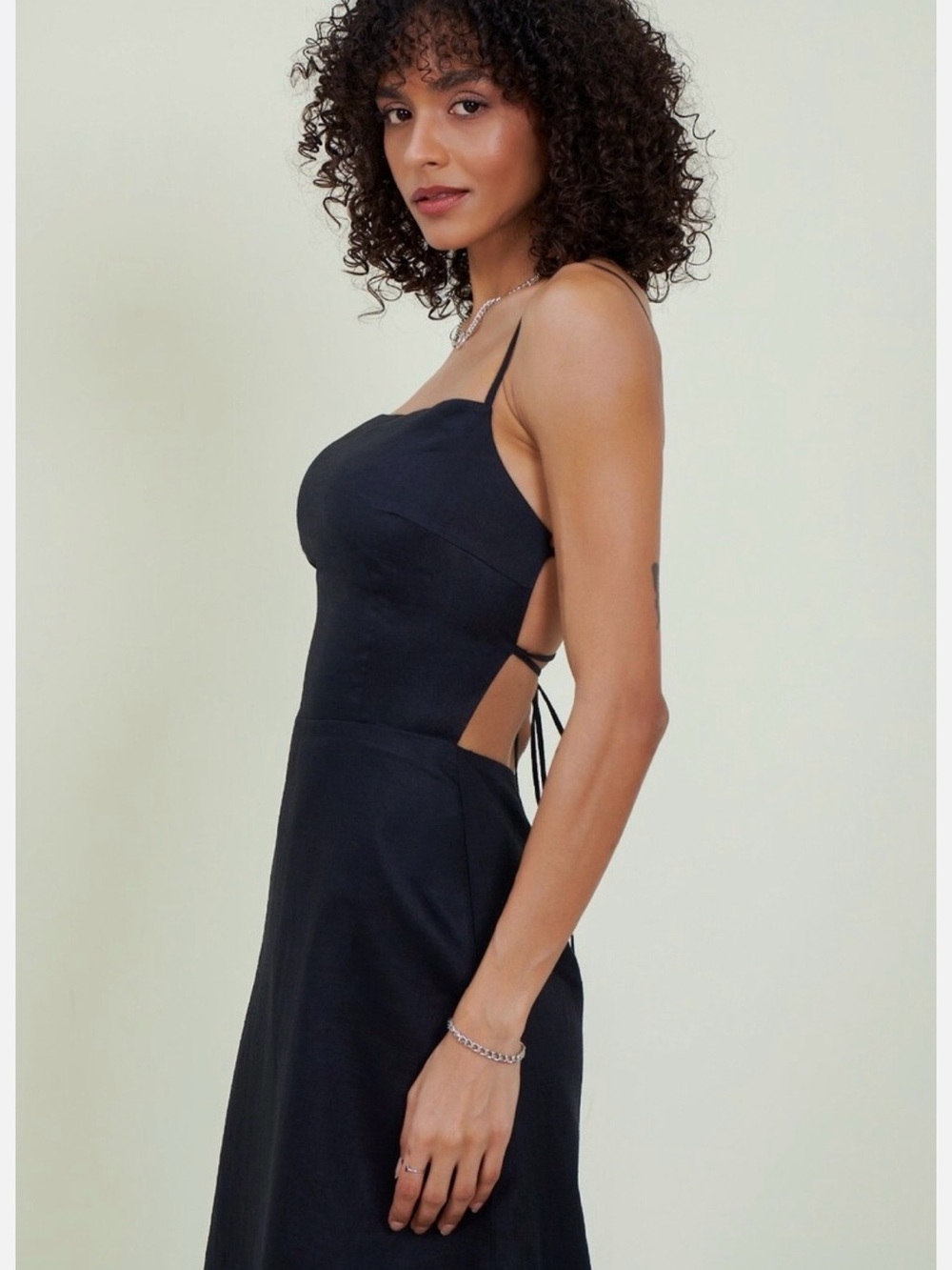 Anemone Black Backless Strappy Maxi Dress